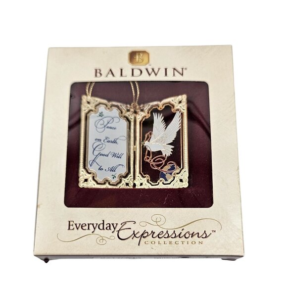 Baldwin Ornament Brass Everyday Expressions Peace Good Will To Men Christmas - Picture 1 of 12